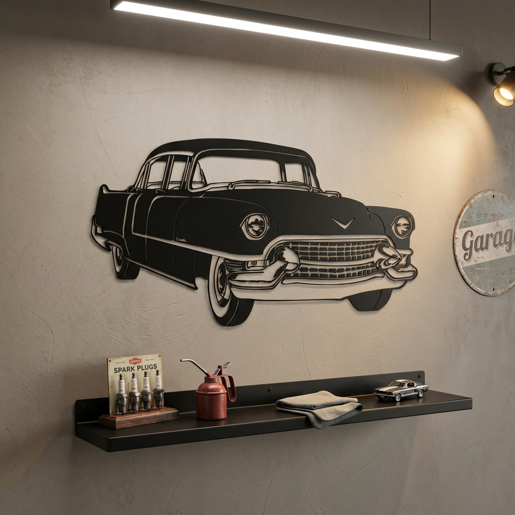 Classic Cadillac Car Metal Wall Art | Vintage Automobile Sculpture