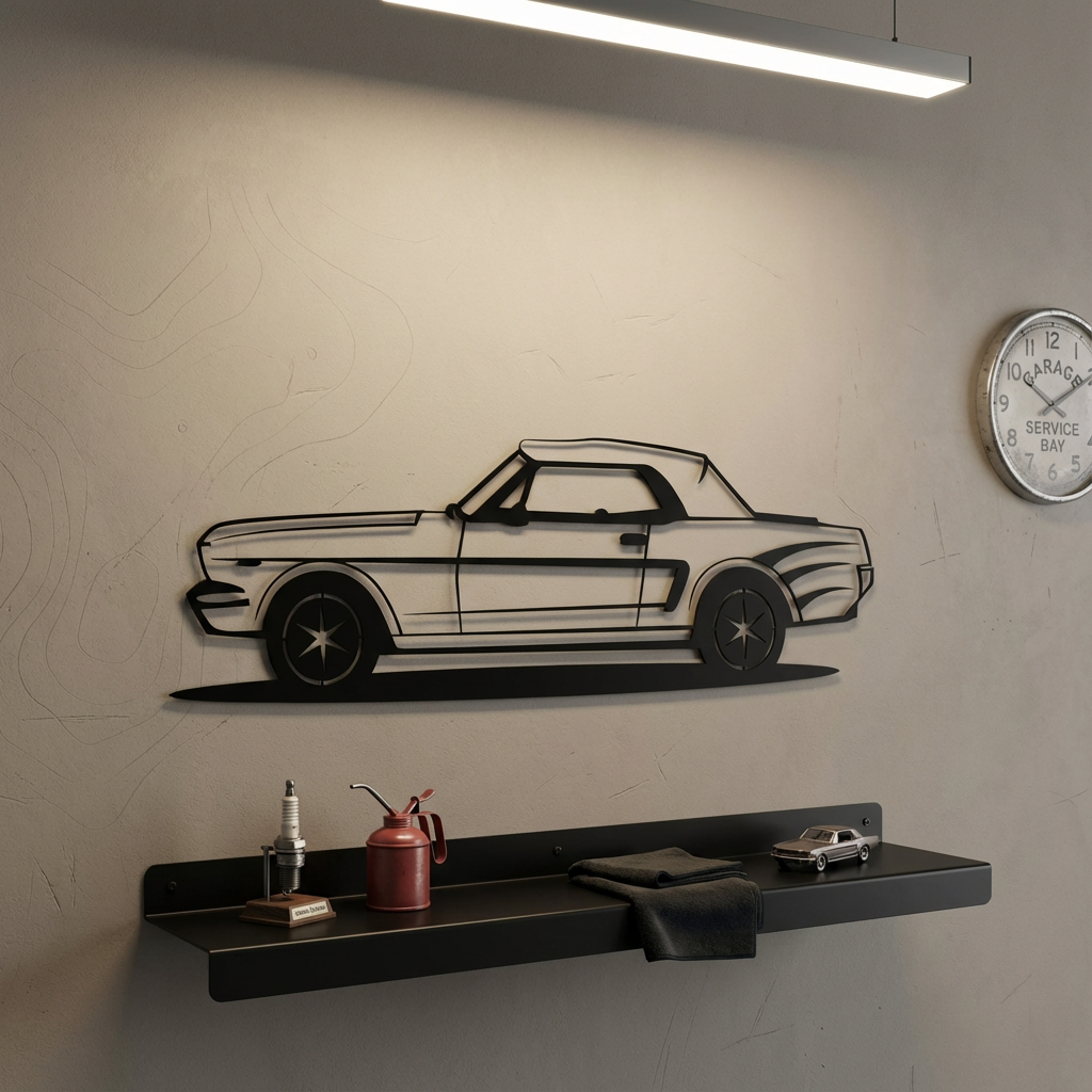 Classic Mustang Car Metal Wall Art | Vintage Automobile Sculpture