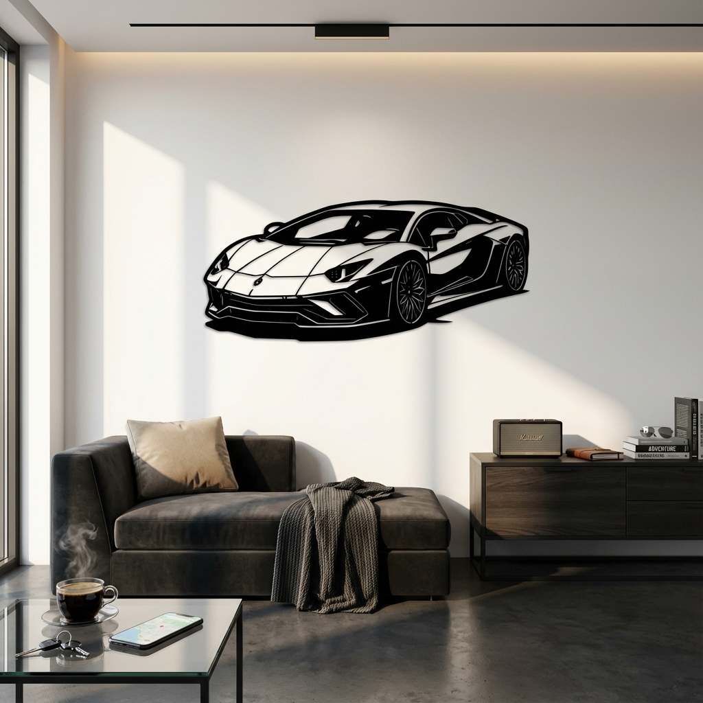 Lamborghini Aventador Metal Wall Art | Supercar Decorative Sculpture
