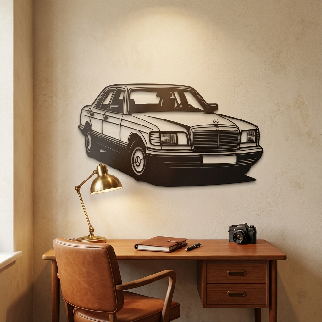 Mercedes-Benz W126 Metal Wall Art | Classic Luxury Car Sculpture