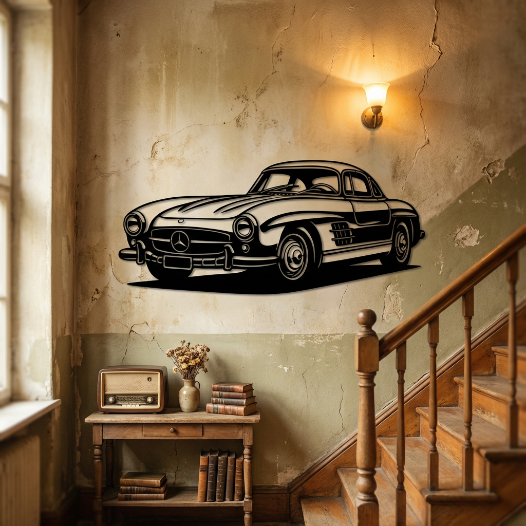 Mercedes-Benz 300SL Gullwing Metal Wall Art | Classic Car Sculpture