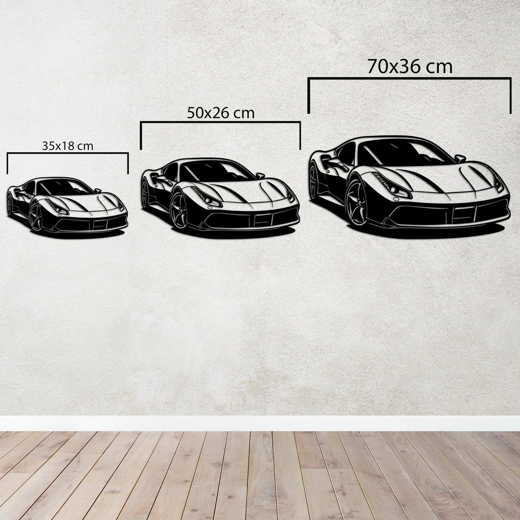 Ferrari 488 GTB – Araba Metal Duvar Dekoru Laser Artique