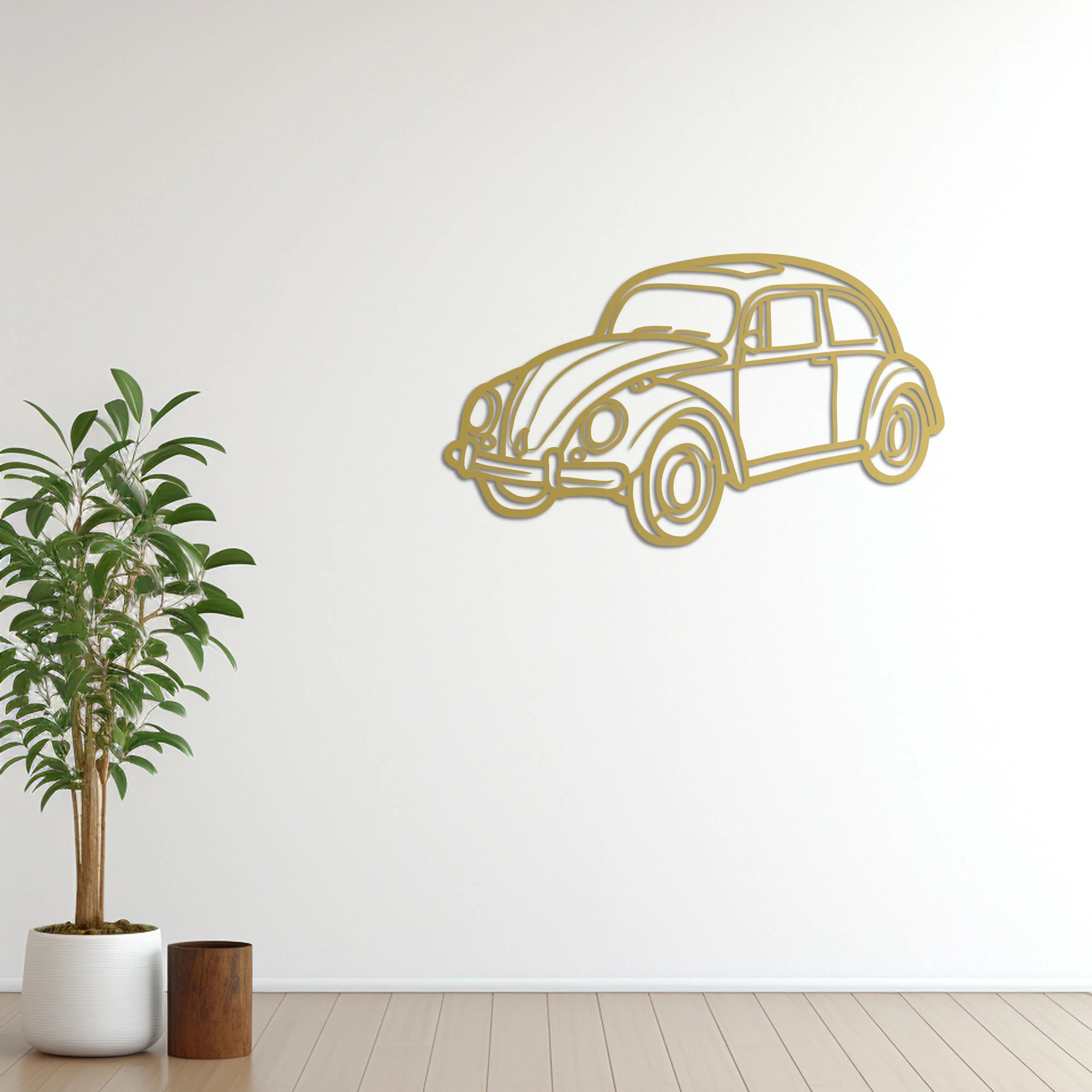 Volkswagen Beetle –  Araba Metal Duvar Dekoru Laser Artique