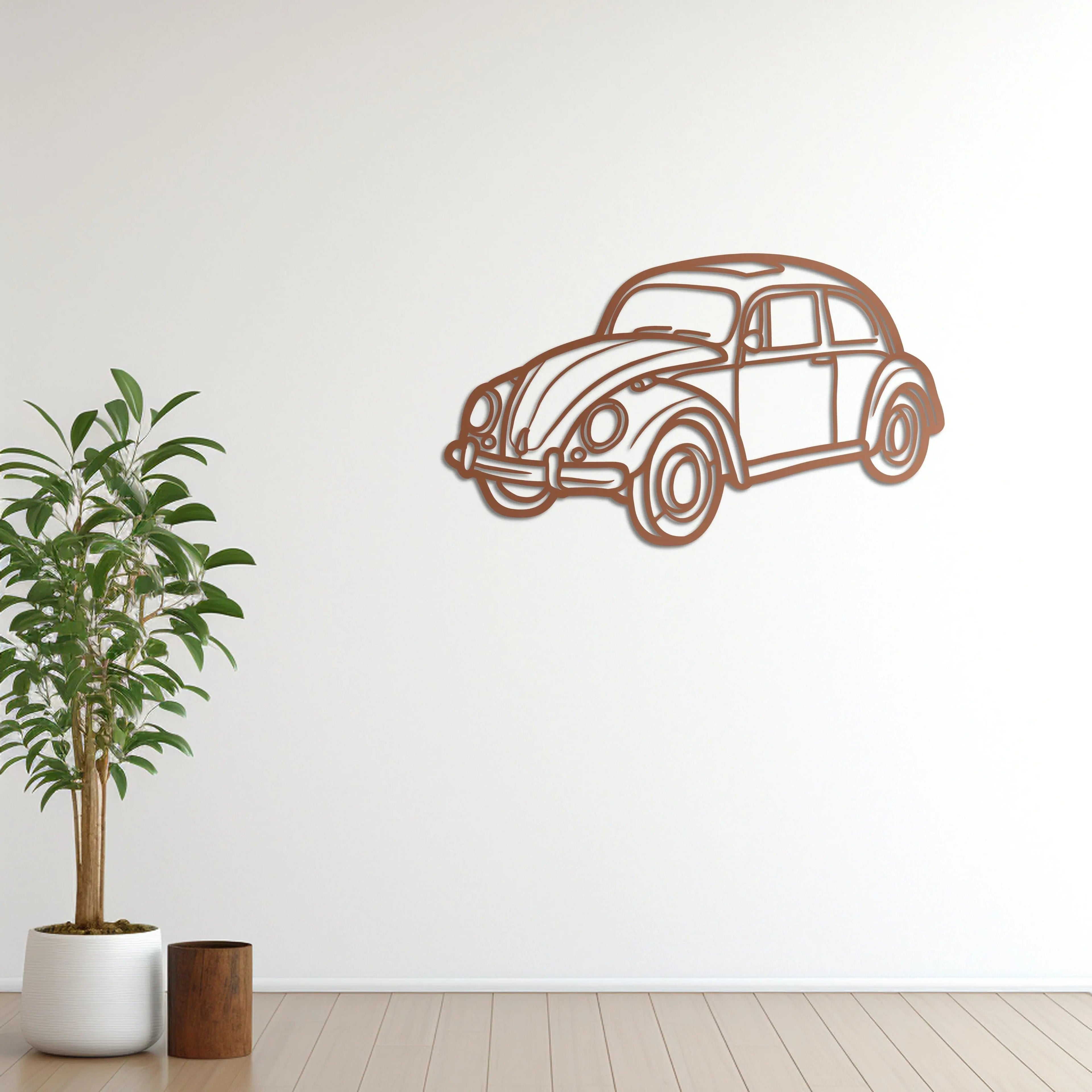 Volkswagen Beetle –  Araba Metal Duvar Dekoru Laser Artique