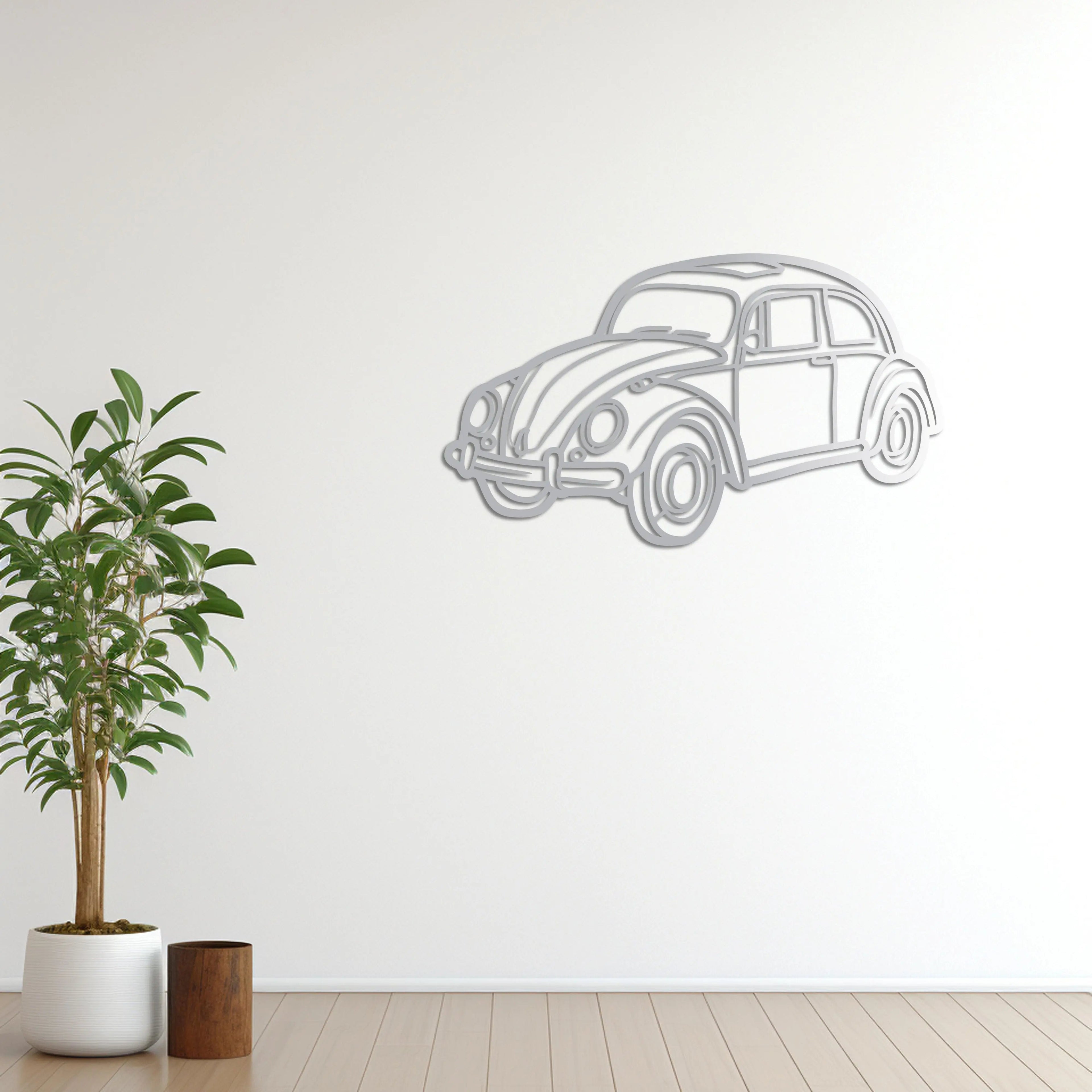 Volkswagen Beetle –  Araba Metal Duvar Dekoru Laser Artique