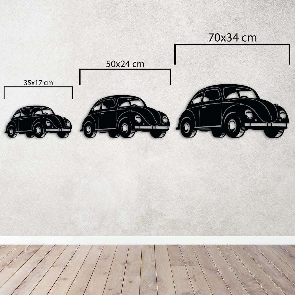 Vintage Beetle Car Metal Wall Art | Nostalgic Decorative Sculpture
