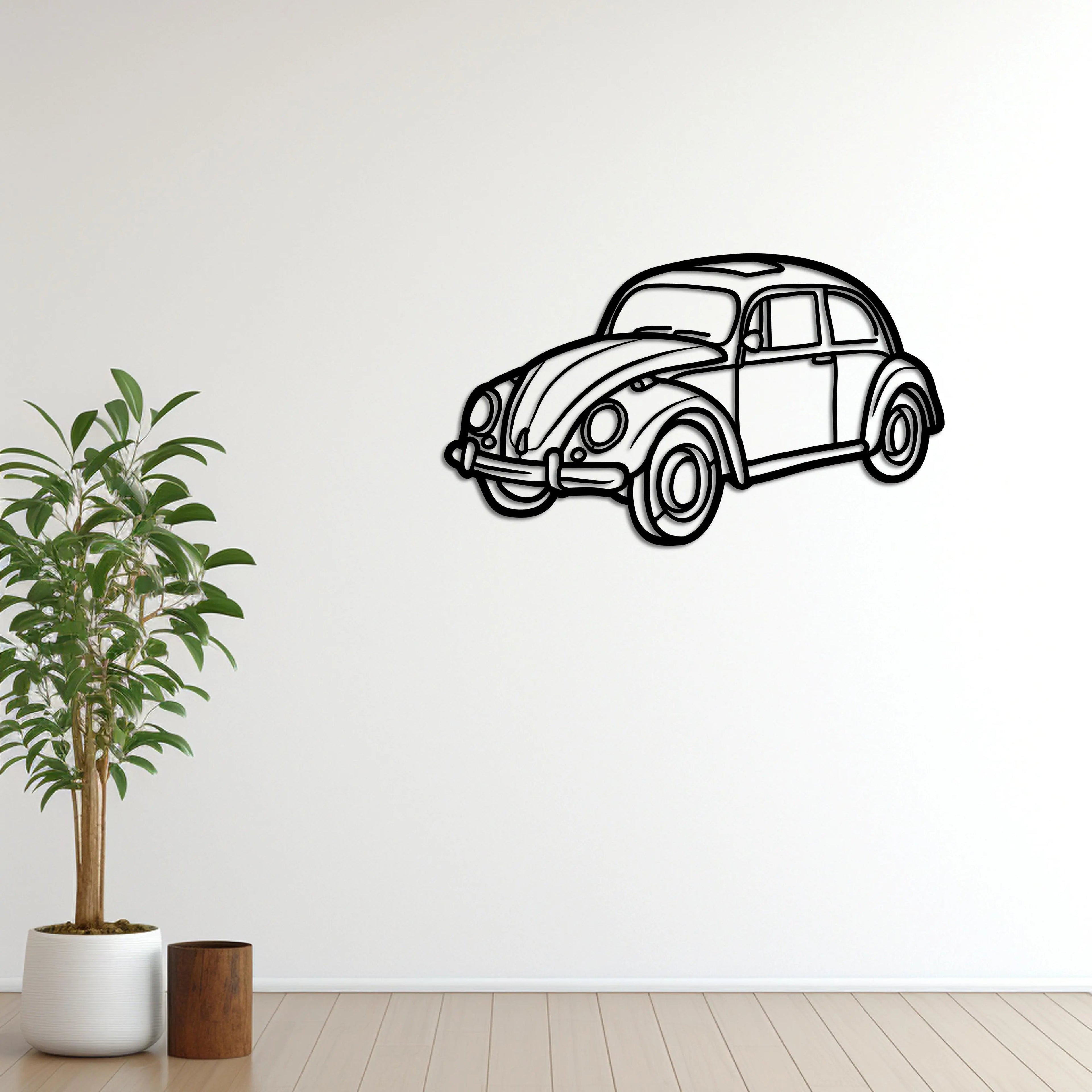 Volkswagen Beetle –  Araba Metal Duvar Dekoru Laser Artique