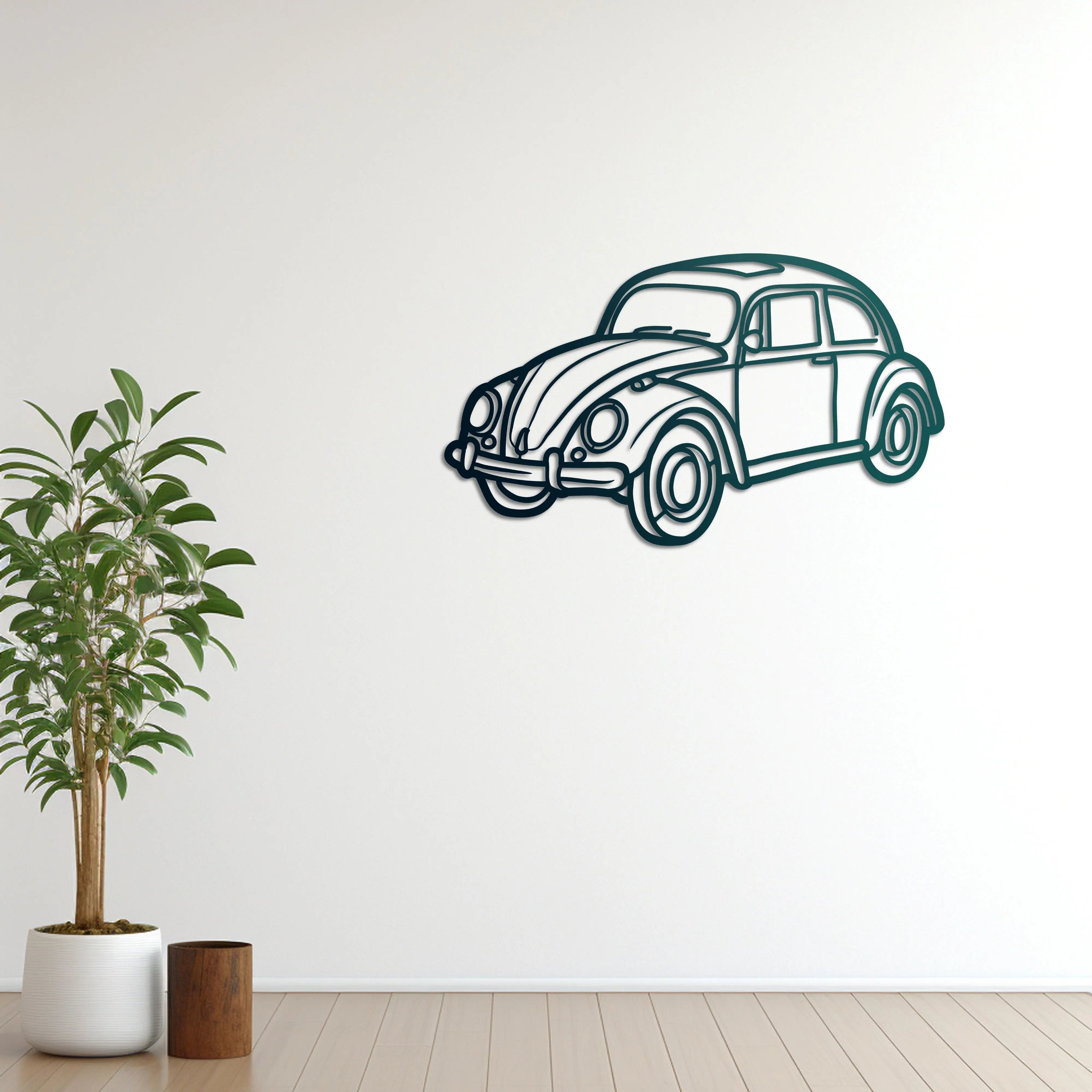 Volkswagen Beetle –  Araba Metal Duvar Dekoru Laser Artique